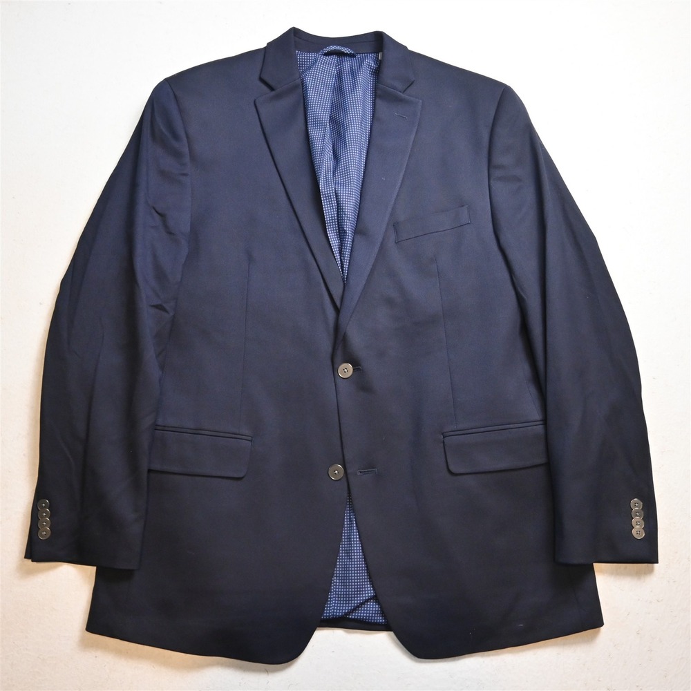 Michael Kors 44L Navy Blue Zip Pocket Travel Mens Blazer Suit Jacket Sport Coat